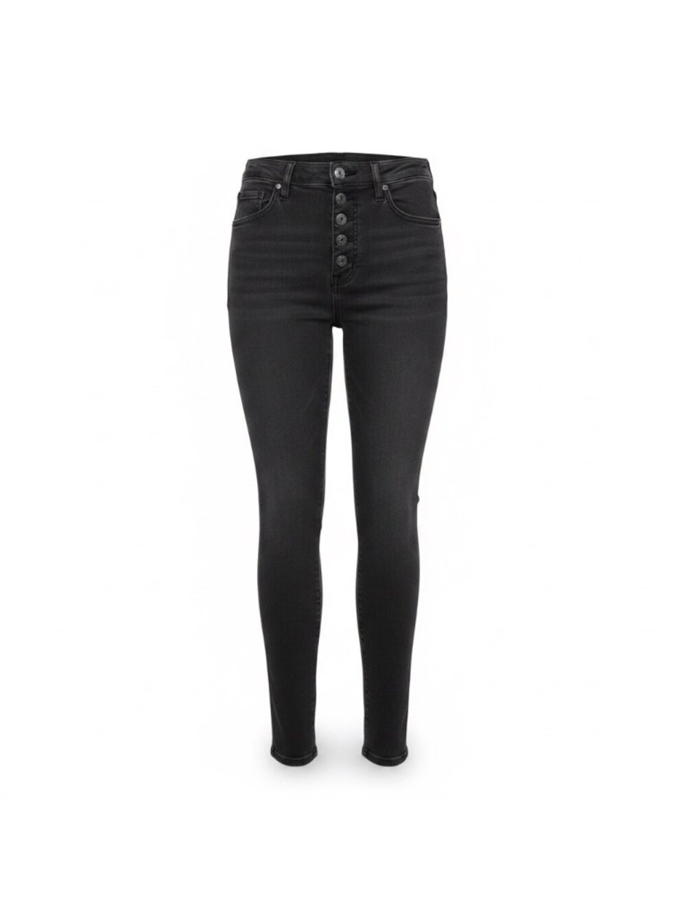 We The Free Womens Black Cotton Blend High-Waisted Button-Fly Skinny Jeans Sz 28